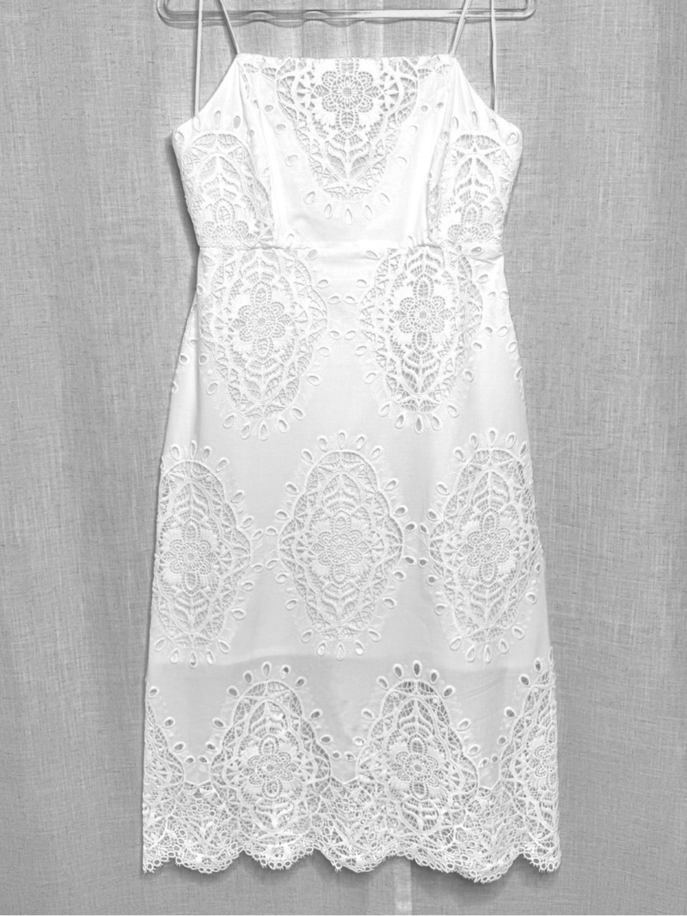 Jade White Guipure Lace Eyelet Cotton Midi Dress Size M
